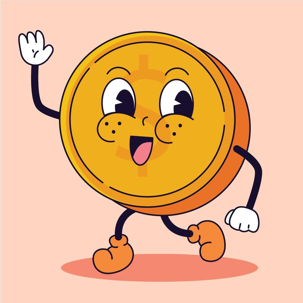 Pixel art of a casino coin animated with hands and legs vector