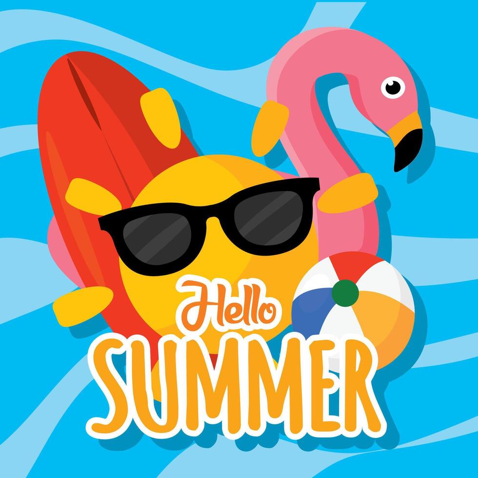Hello summer beach fun. vector