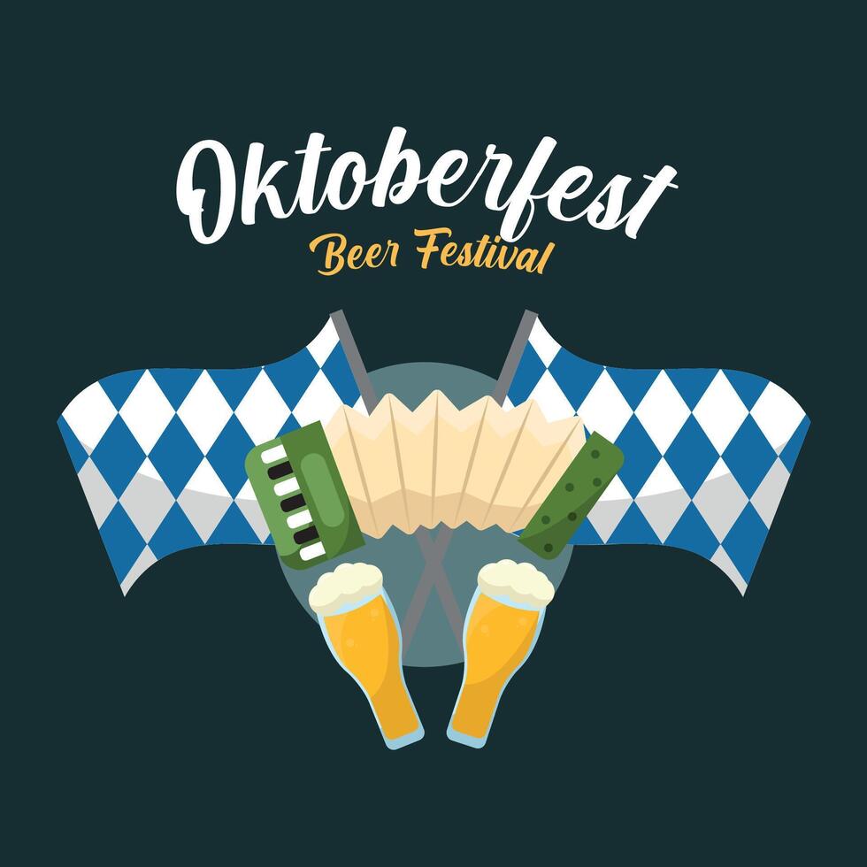 Oktoberfest music and beer. vector