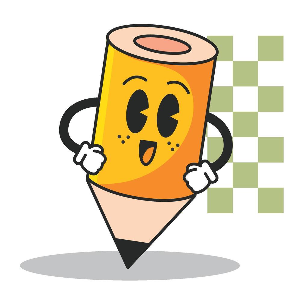 Happy yellow pencil. vector