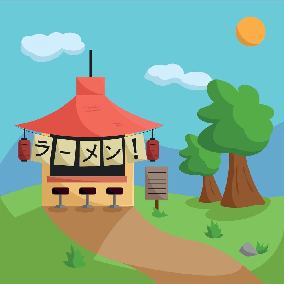 Japanese ramen shop view. vector