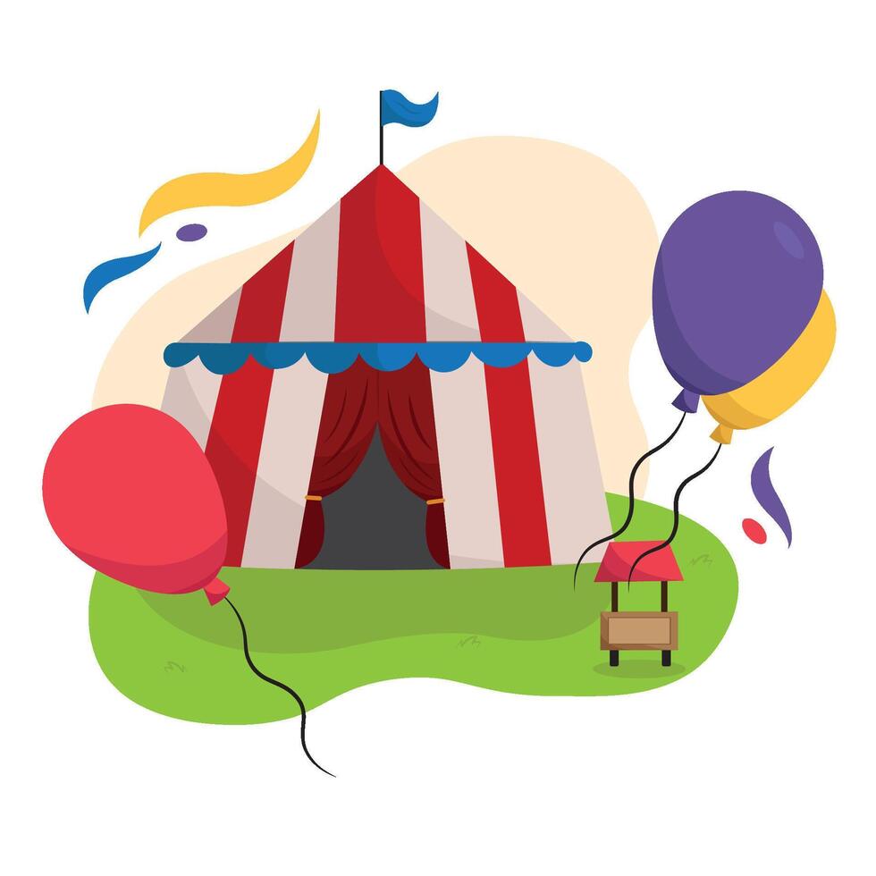 Circus tent with balloons. vector