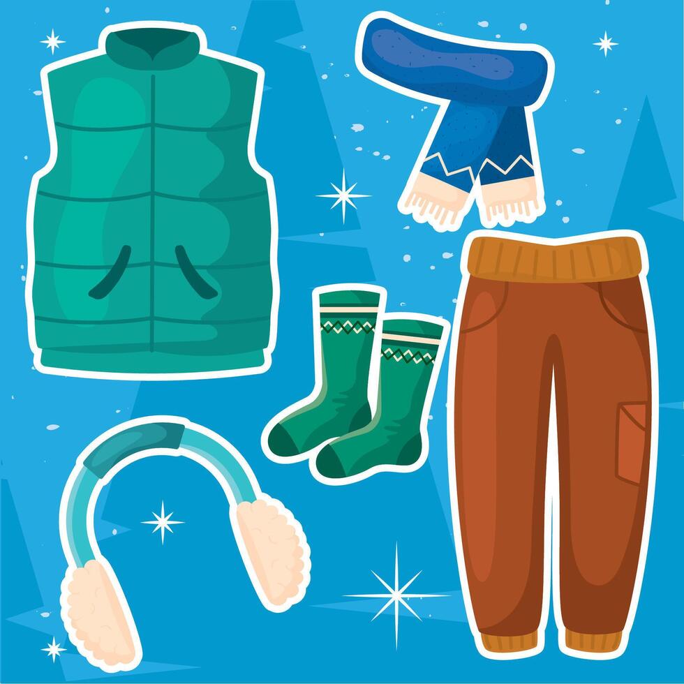 Winter comfort apparel set. vector