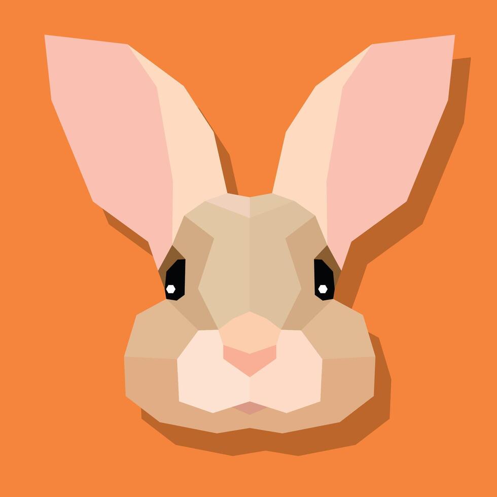 Low poly rabbit head front. vector