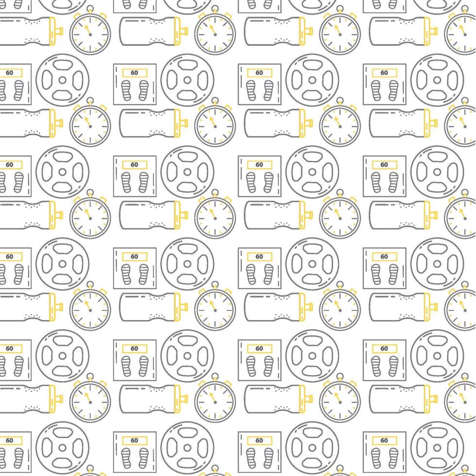 Fitness time and gear icons. vector