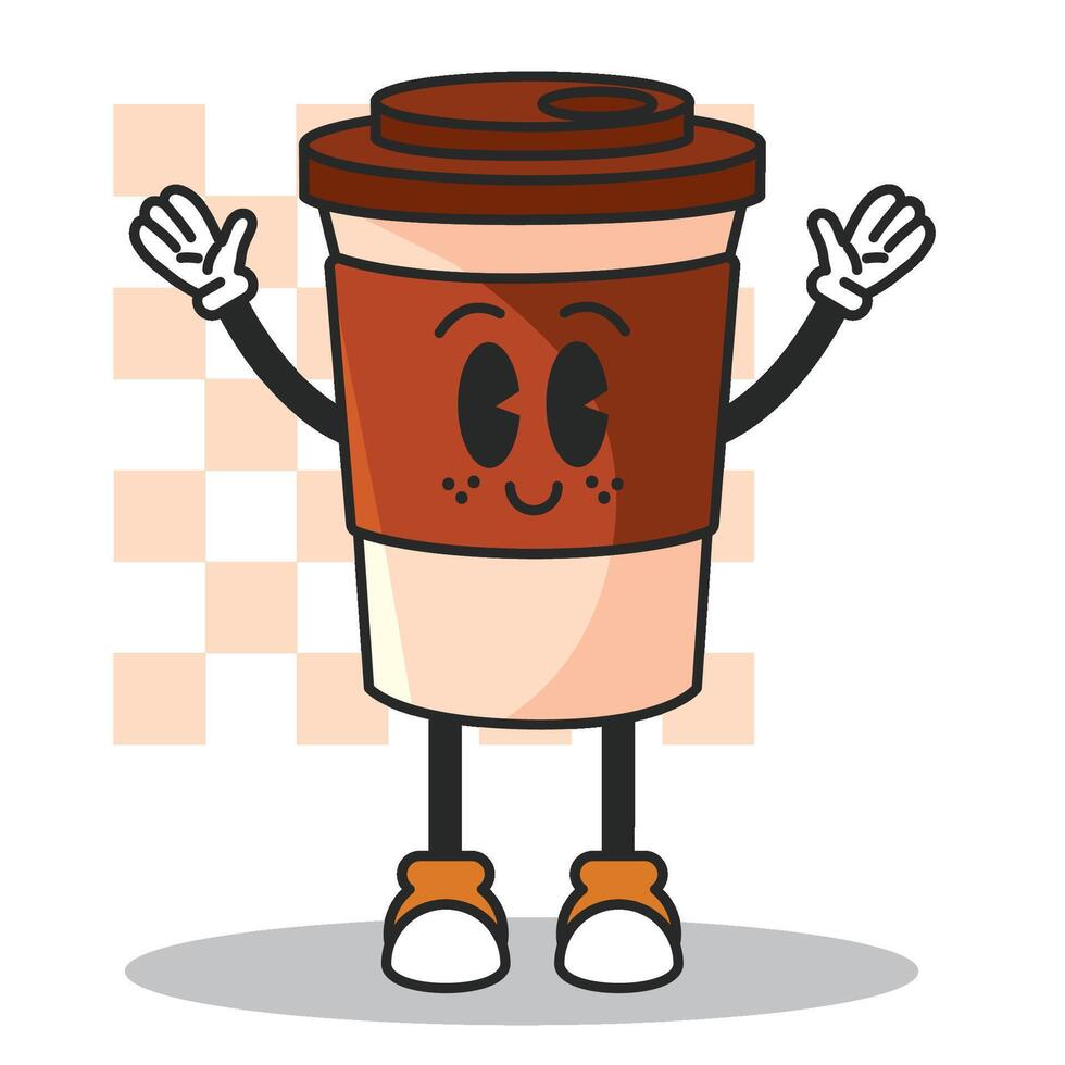 Coffee cup cartoon smile. vector