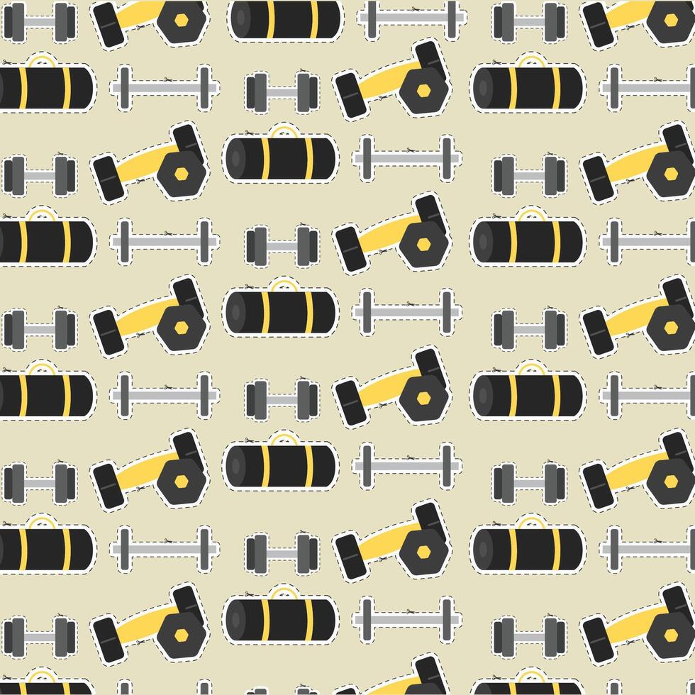 Dumbbells and bags pattern. vector