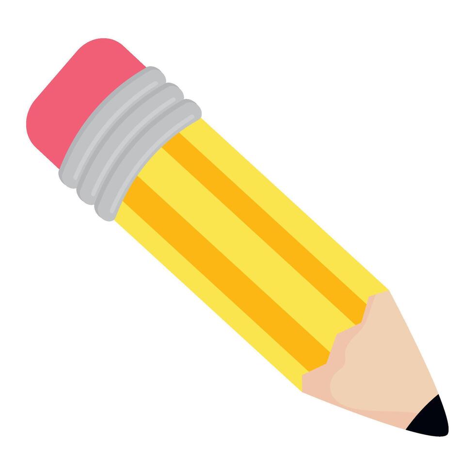 Yellow striped pencil. vector