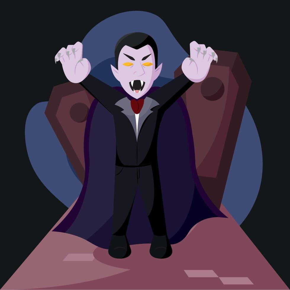Vampire rising from coffin. vector