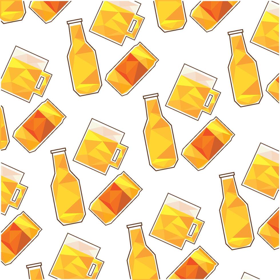 Beer mugs and bottles pattern. vector