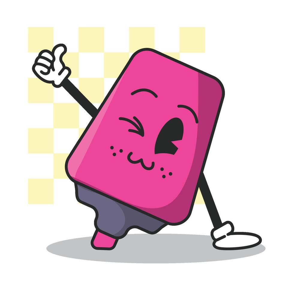 Pink marker cartoon. vector