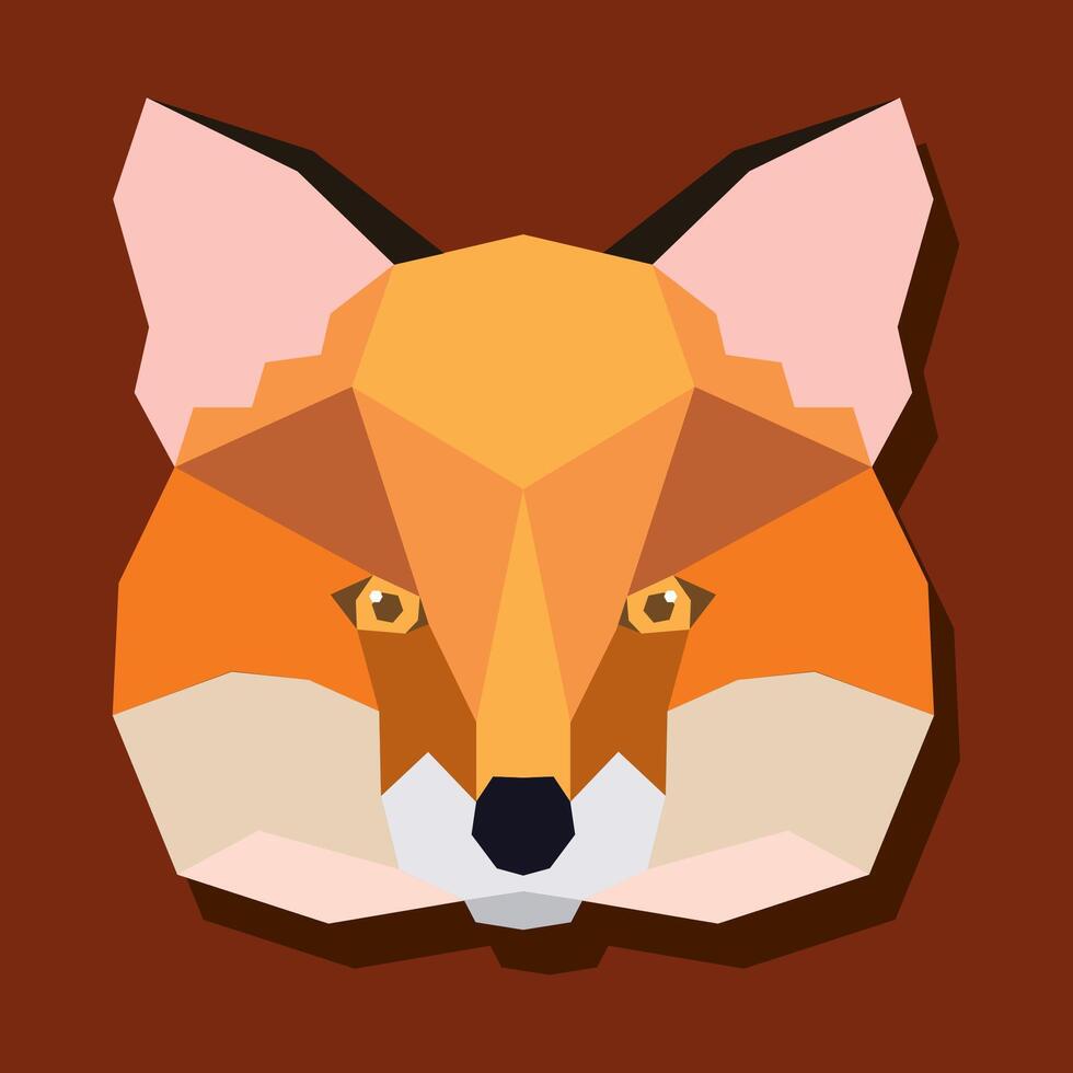 Low poly fox head front. vector