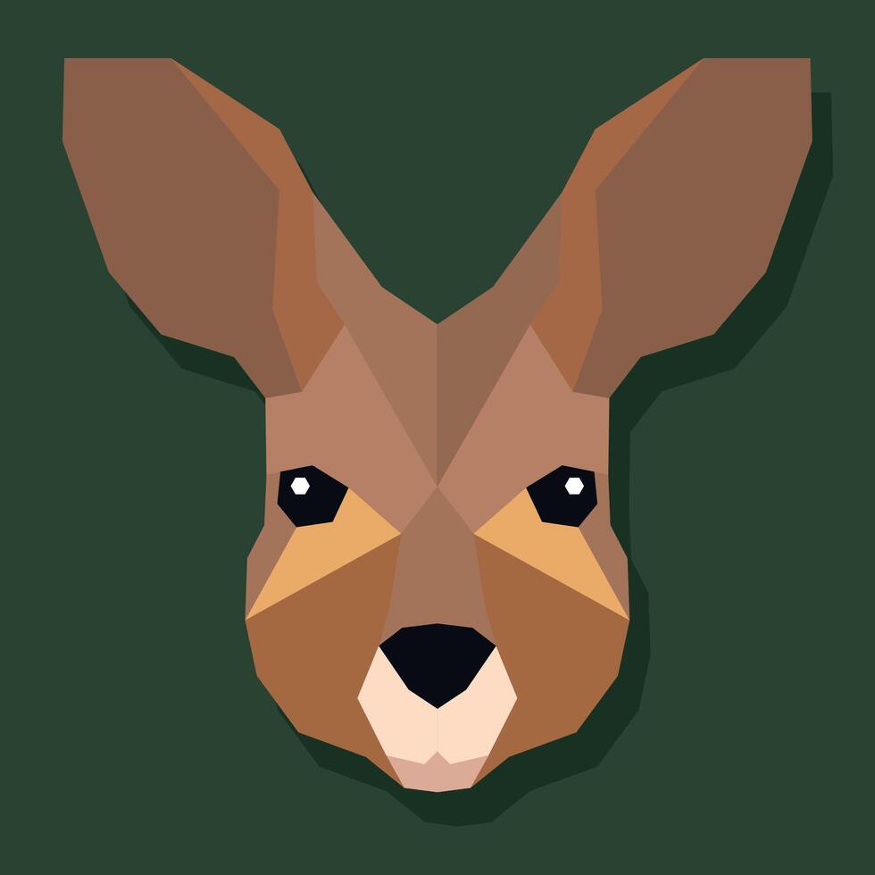 Low poly kangaroo head front. vector
