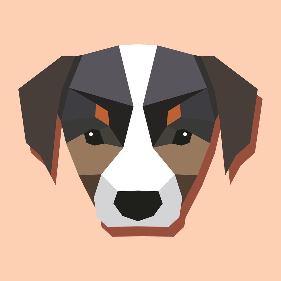 Low poly dog head front. vector