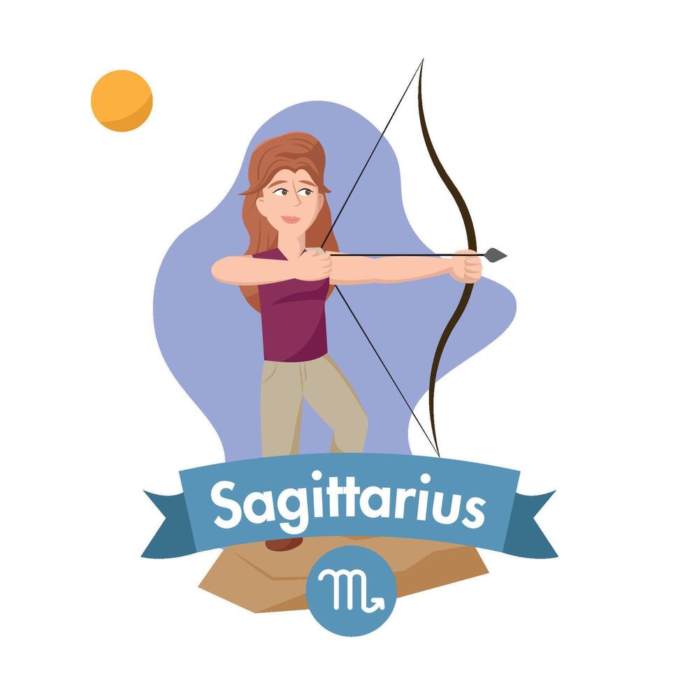 Sagittarius girl with bow. vector