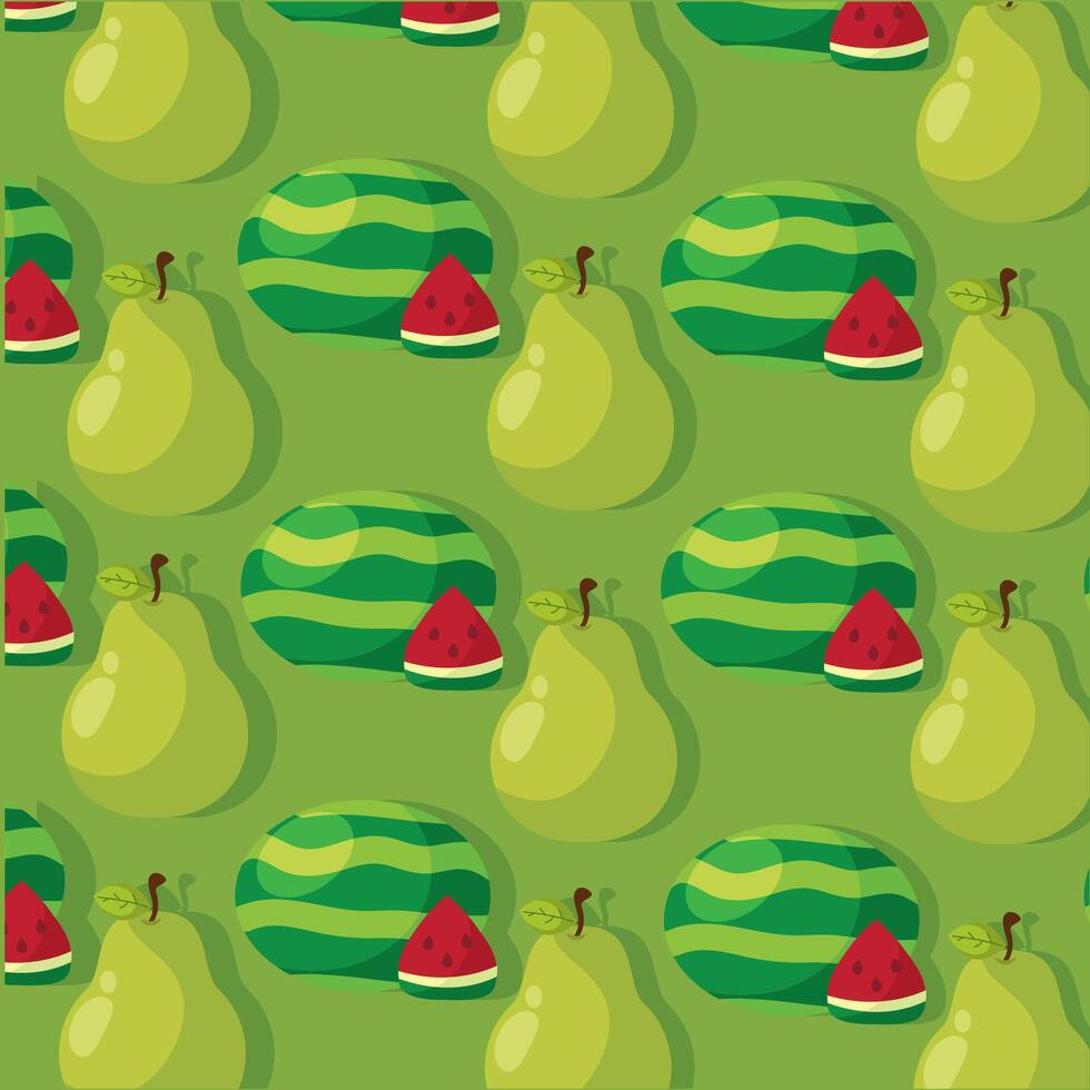 Watermelon pear fruit mix. vector