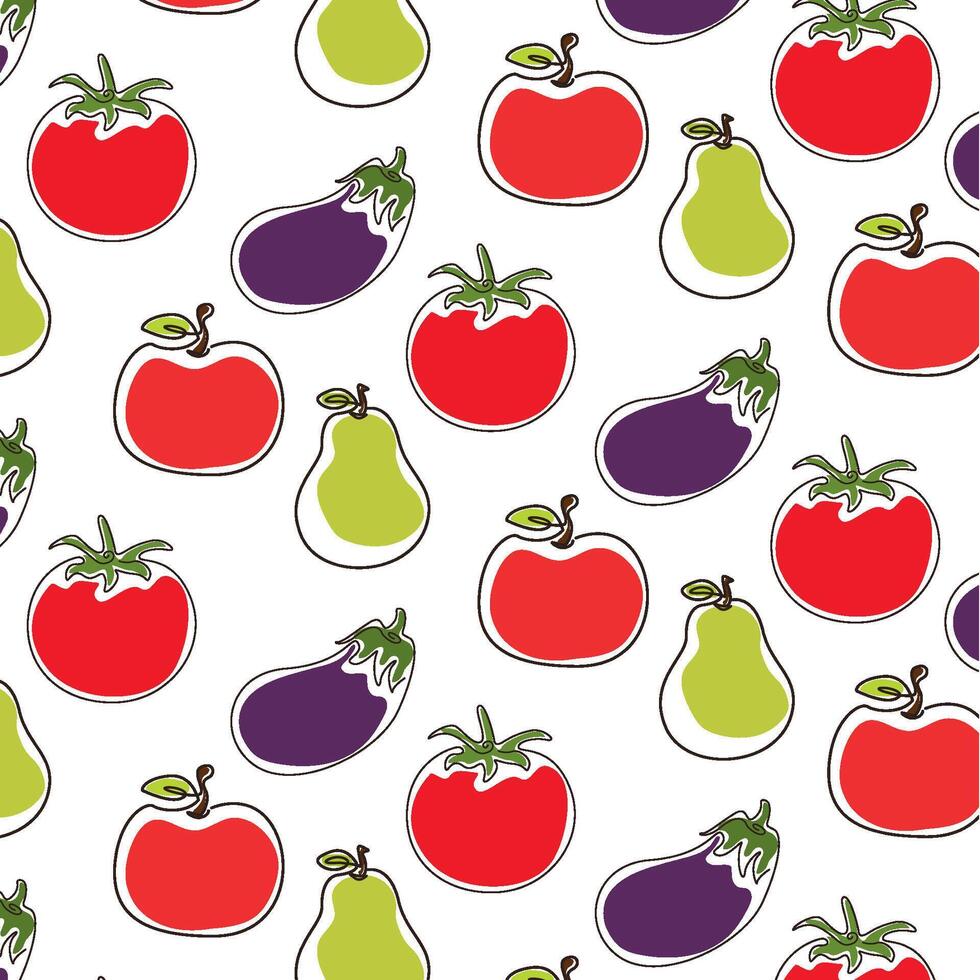 Outlined fruits pattern set. vector