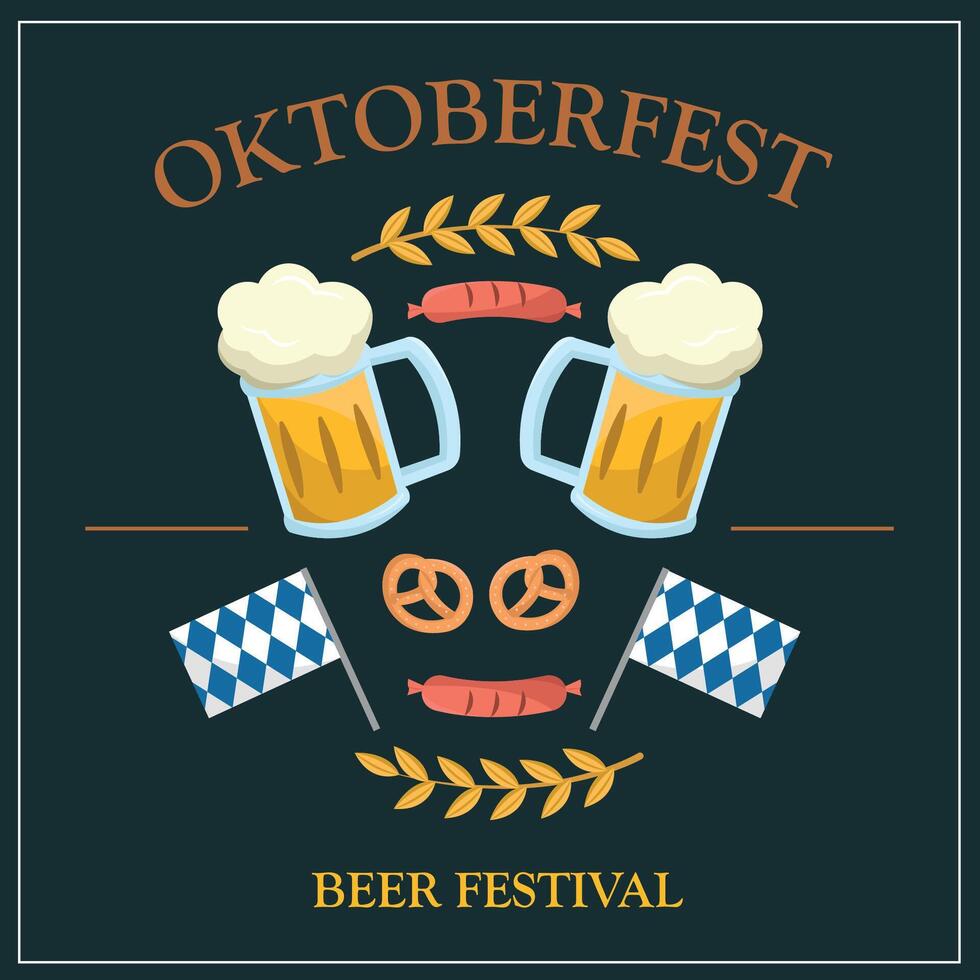 Oktoberfest beer icons set. vector
