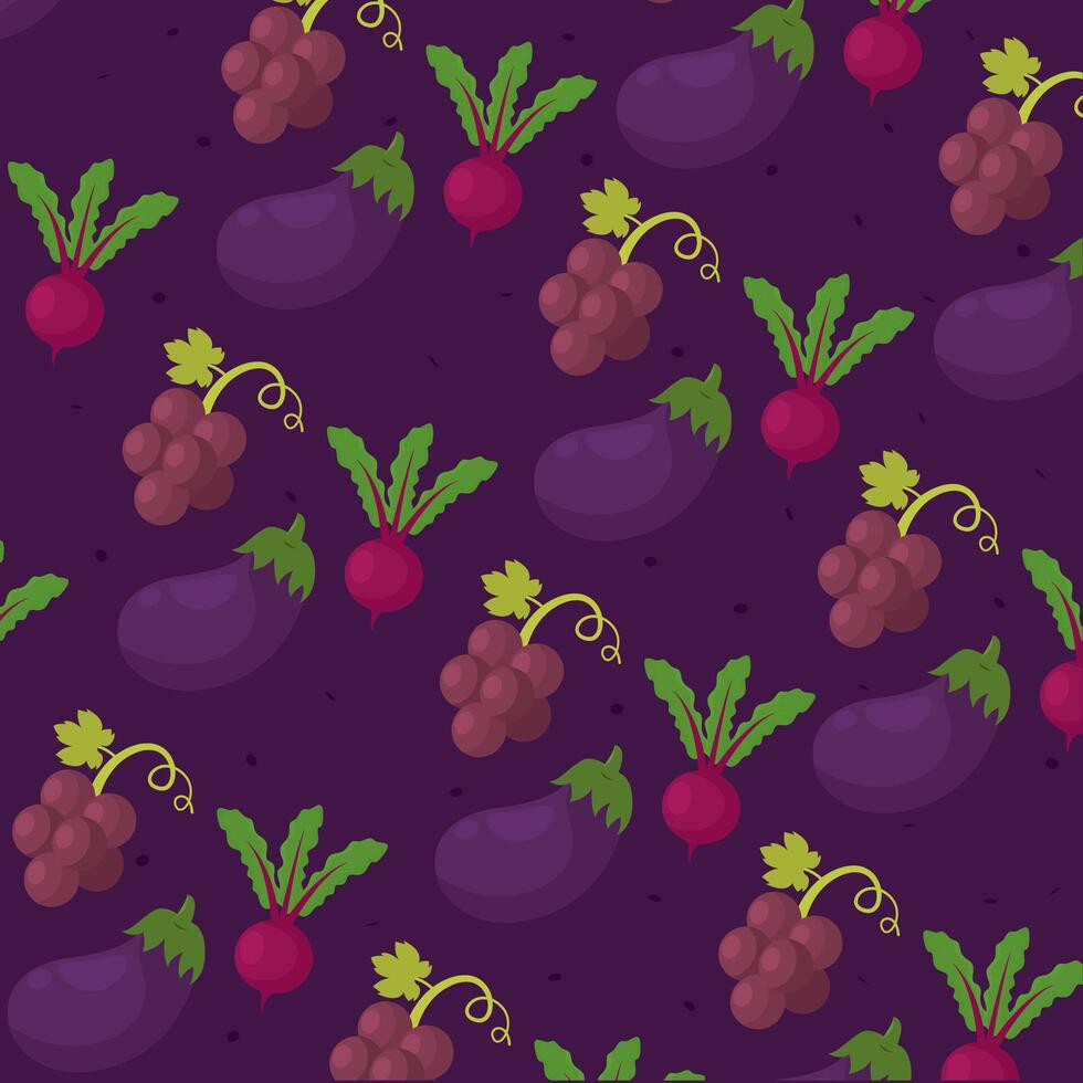 Purple pattern with veggies. vector