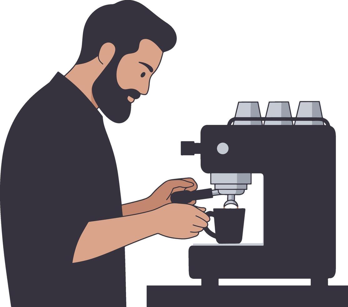Barista Preparing Espresso in a Cafe illustration vector