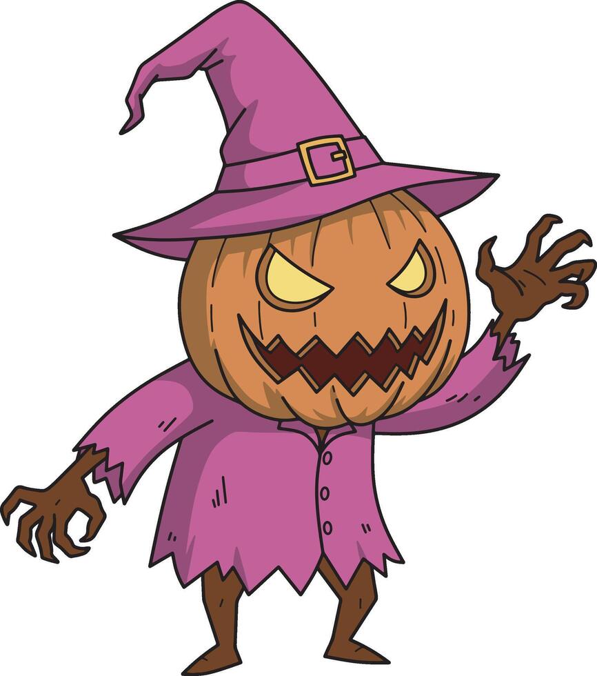 Scarecrow Pumpkin Head Witch for Halloween illustration vector
