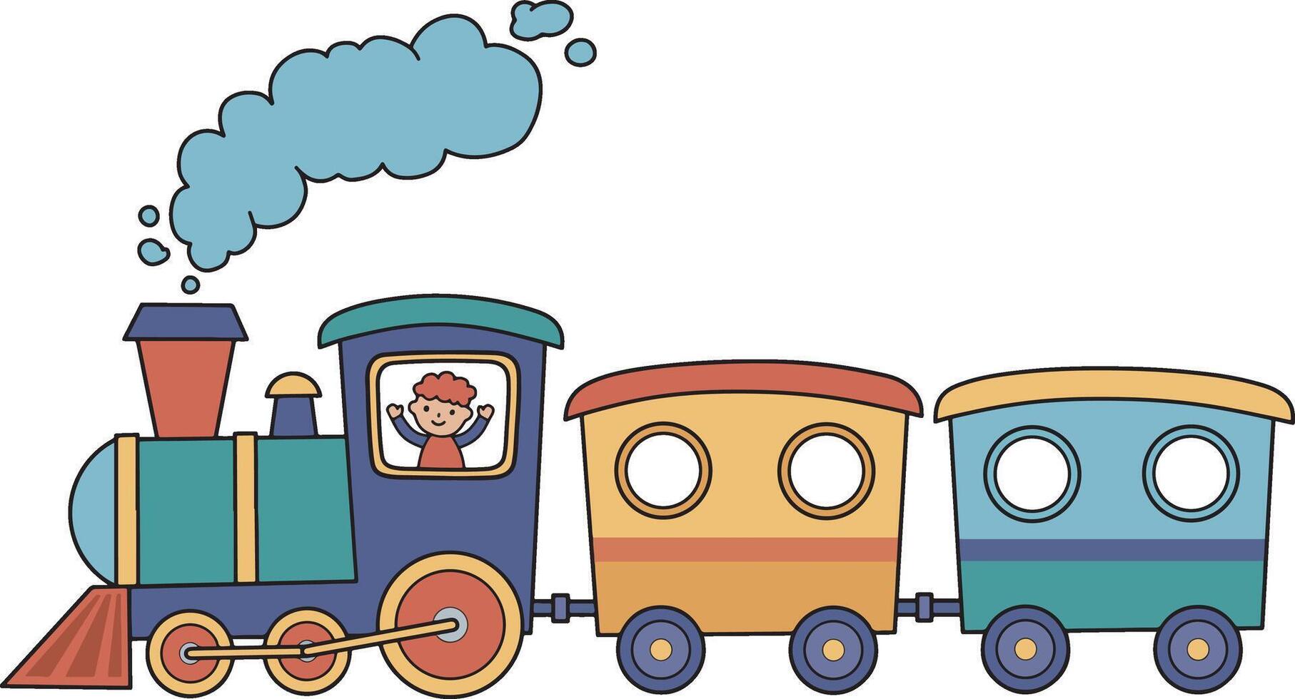 Cartoon Train with a Happy Child Illustration vector