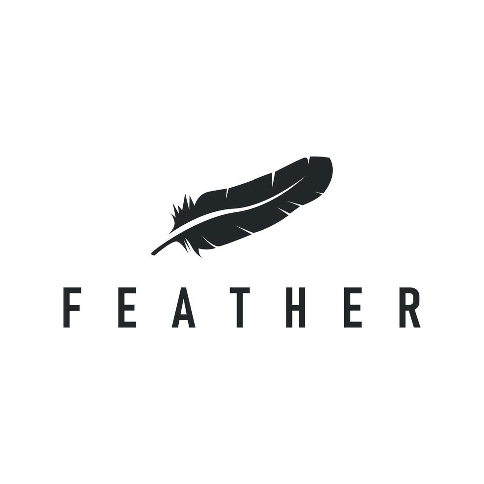 feather logo design, black silhouette bird feathers and as a symbol of brand design template illustration vector