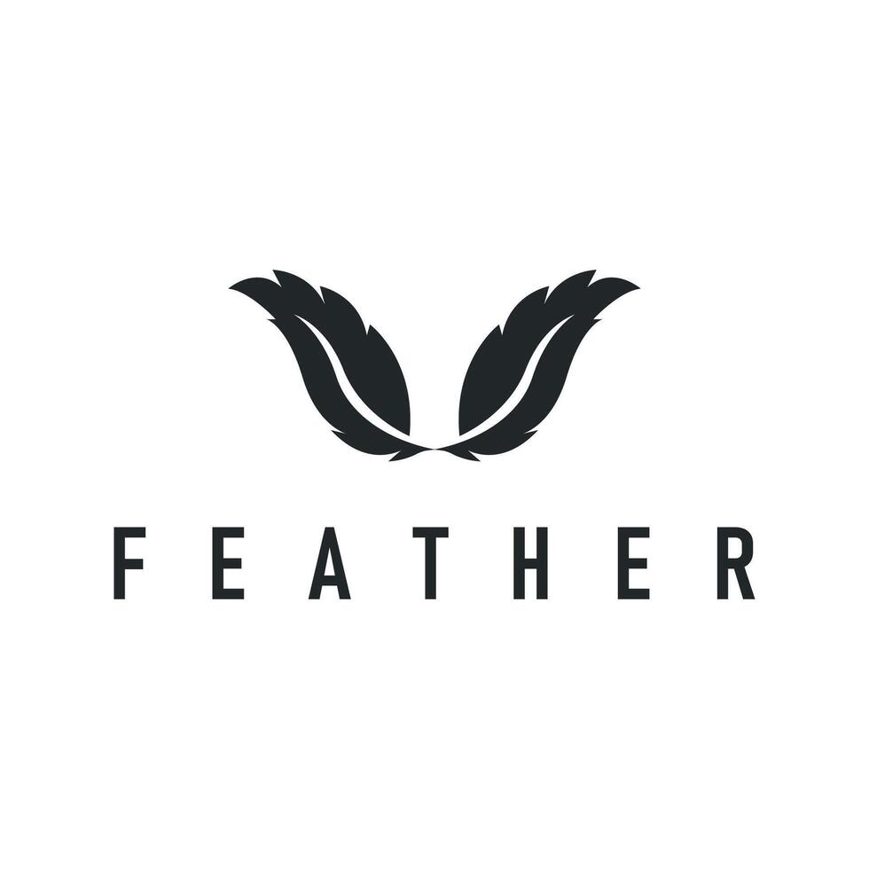 feather logo design simple black silhouette concept of bird feathers and as a symbol of brand design template illustration vector