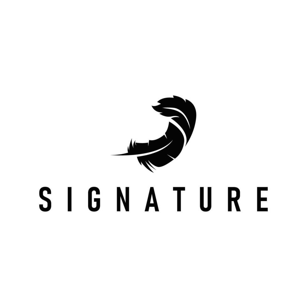 feather logo design, simple black silhouette concept of bird feathers and as a symbol of brand design illustration vector