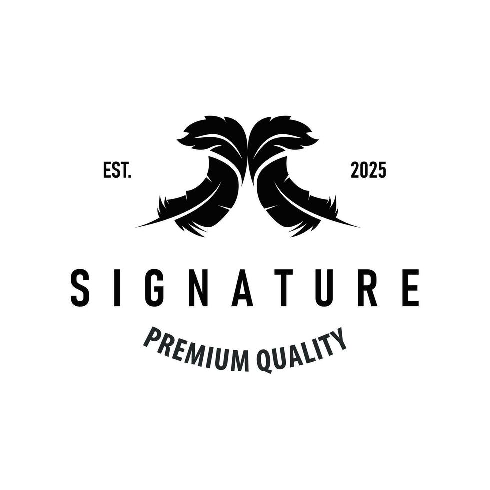 feather logo design, simple black silhouette concept of bird feathers and as a symbol of brand design template vector