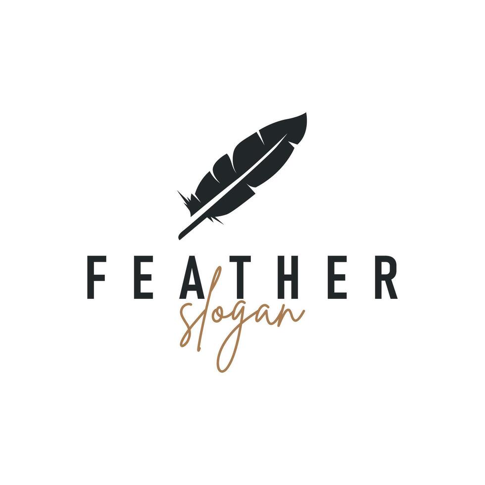 feather logo design, simple black of bird feathers and as a symbol of brand design template illustration vector