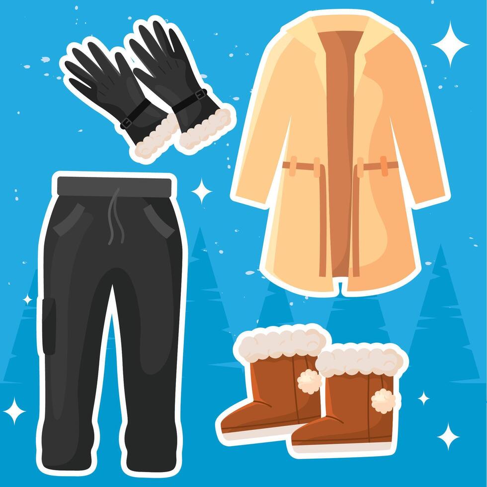 Winter everyday outfit set. vector