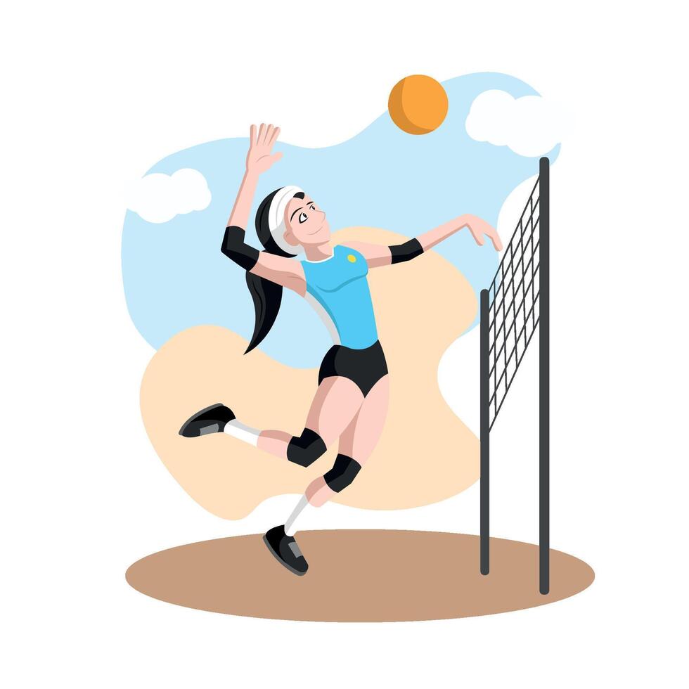Volleyball player hitting ball. vector