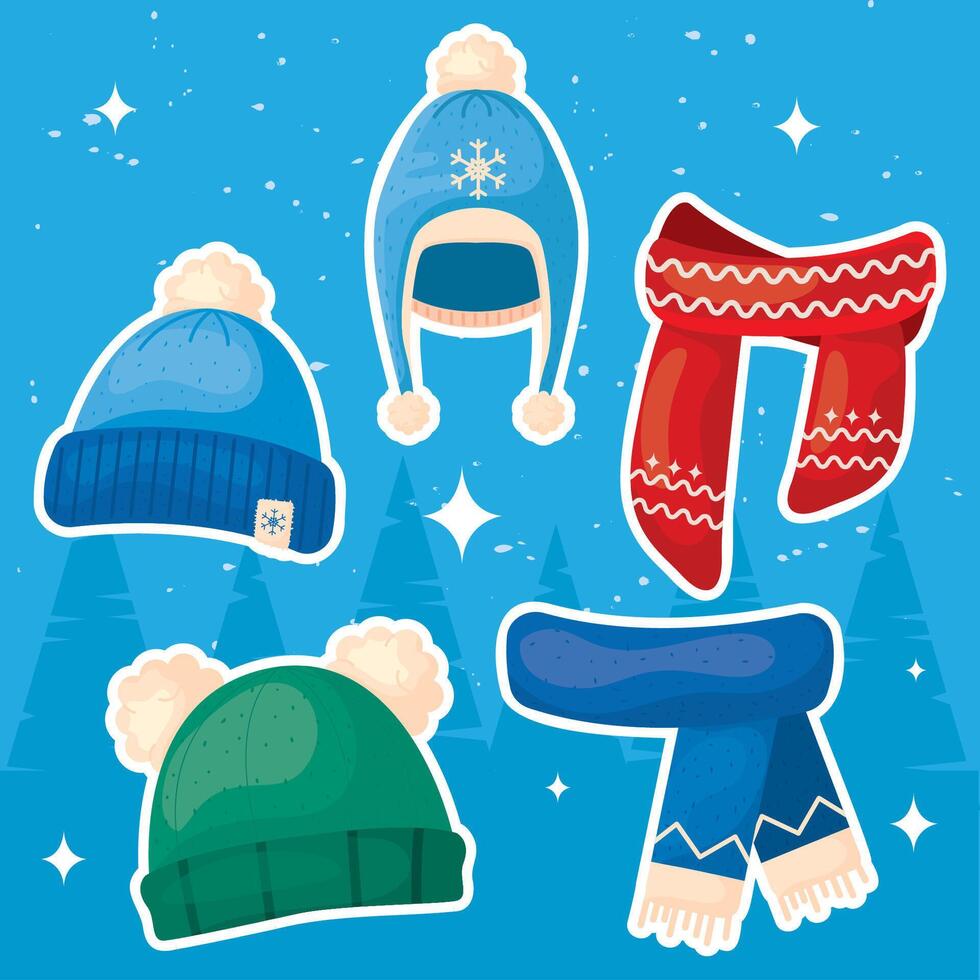 Winter accessories collection. vector
