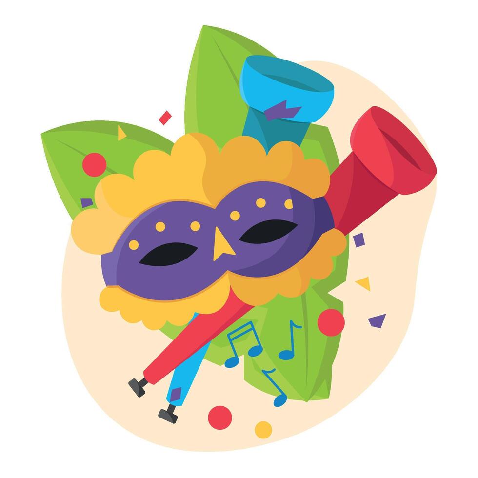 Carnival mask with horns. vector
