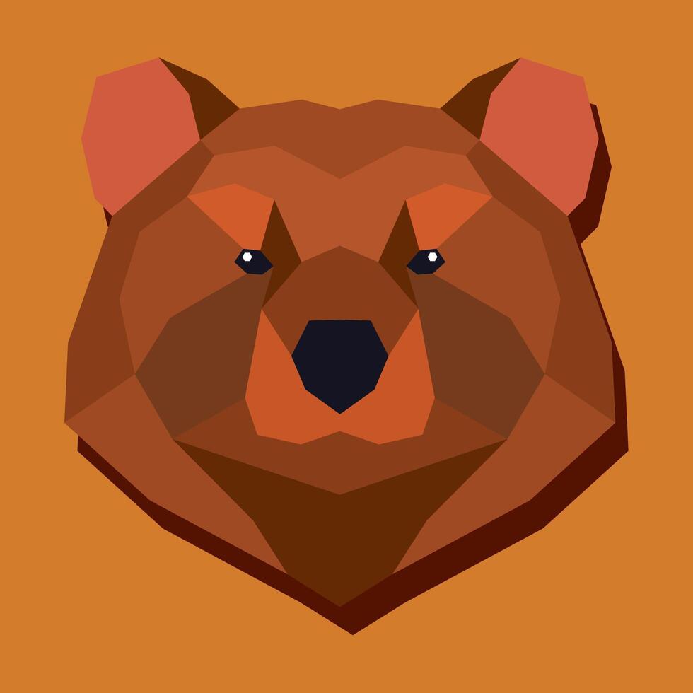 Low poly bear head front. vector