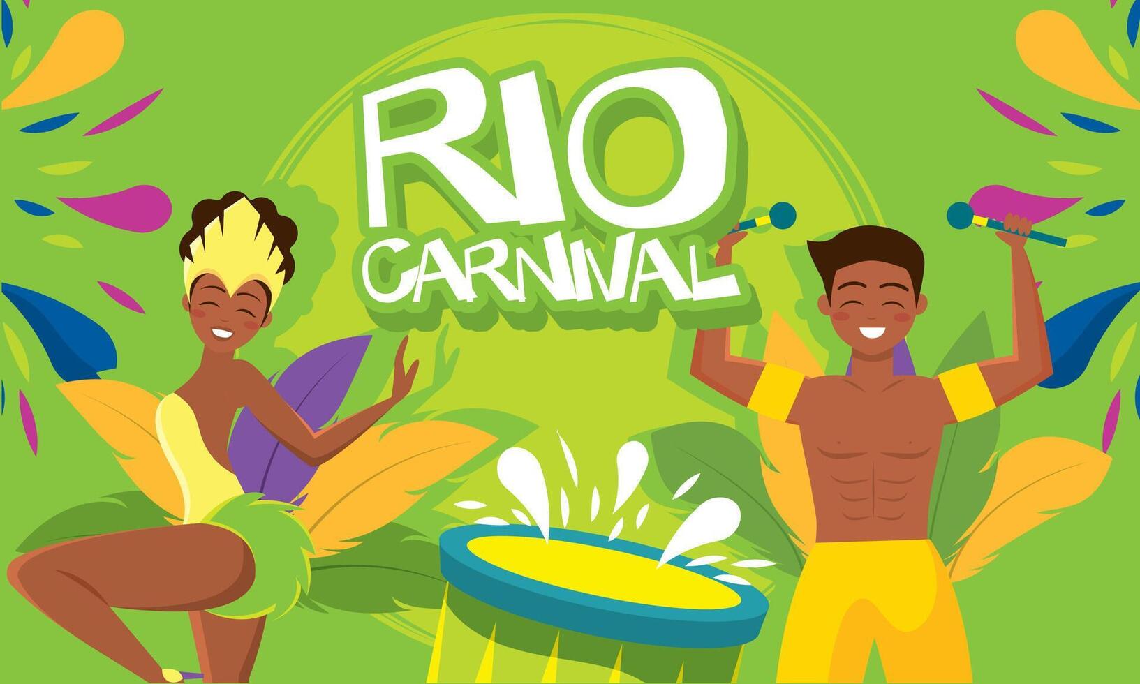 Rio carnival drum dance. vector