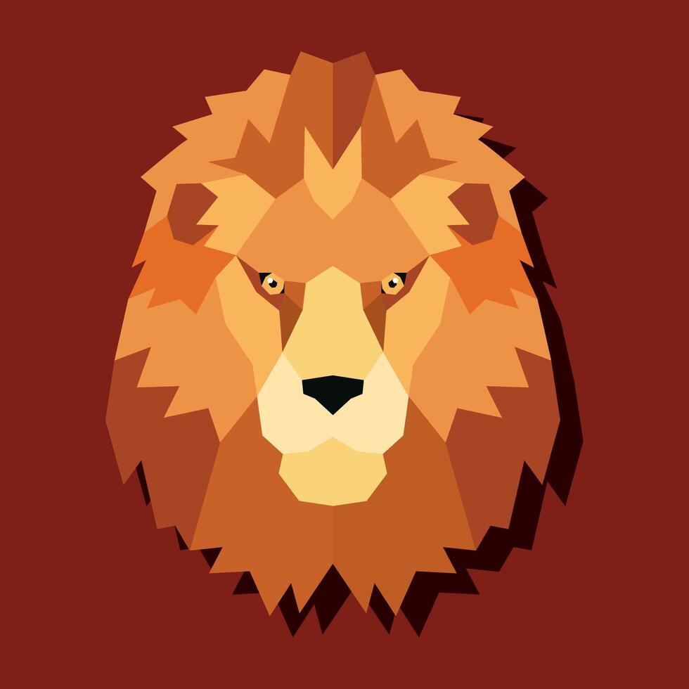 Low poly lion head front. vector