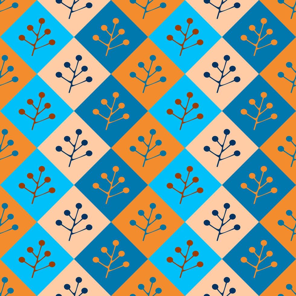 Geometric seamless tiles pattern with botanical ornament vector