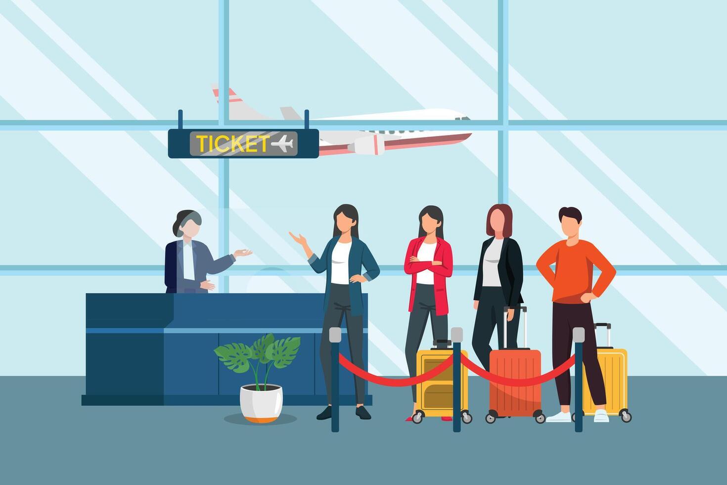 Airport activity Concept. Colored flat illustration isolated vector