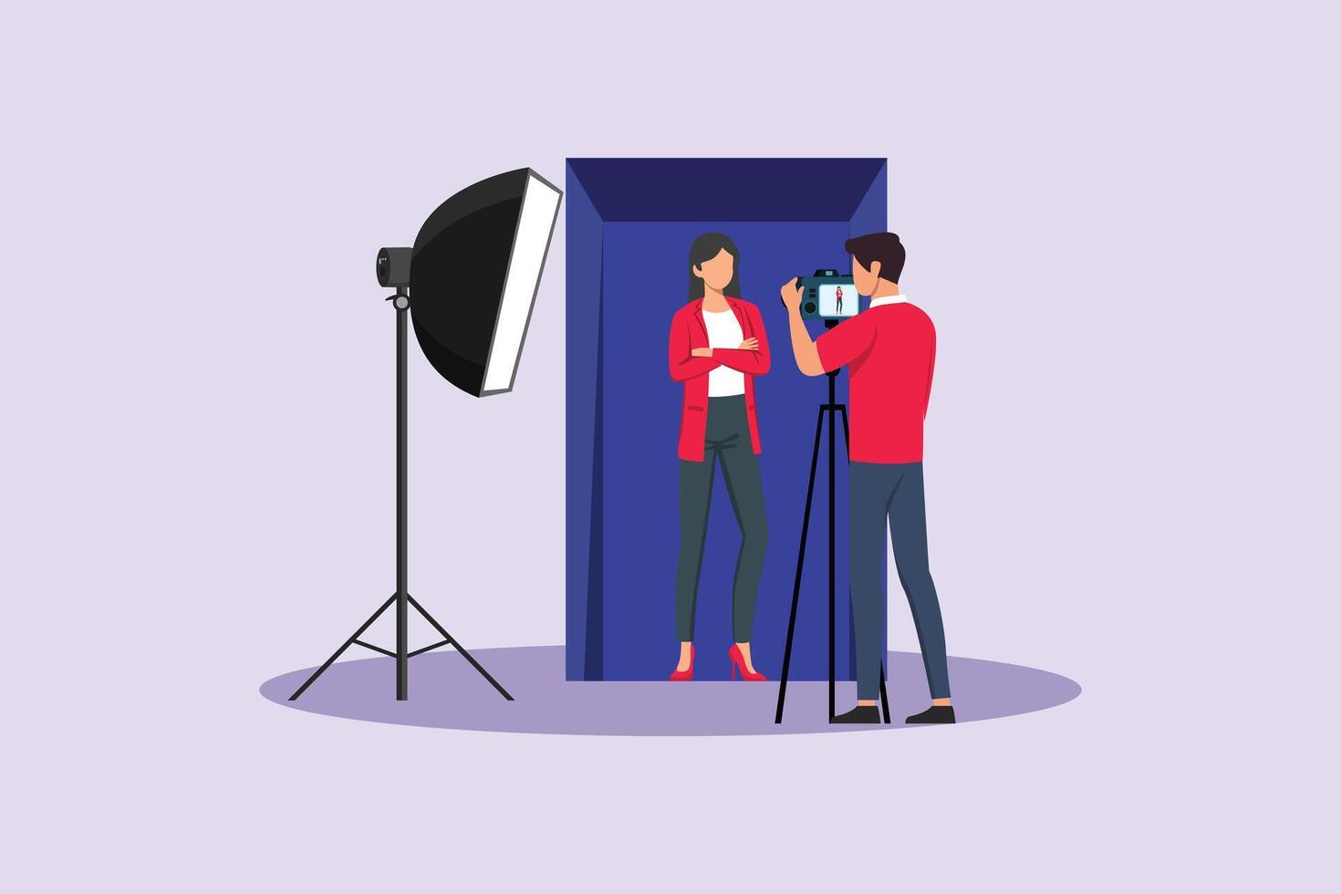 Session photobox. Photo Box Session Concept. Colored flat illustration isolated vector