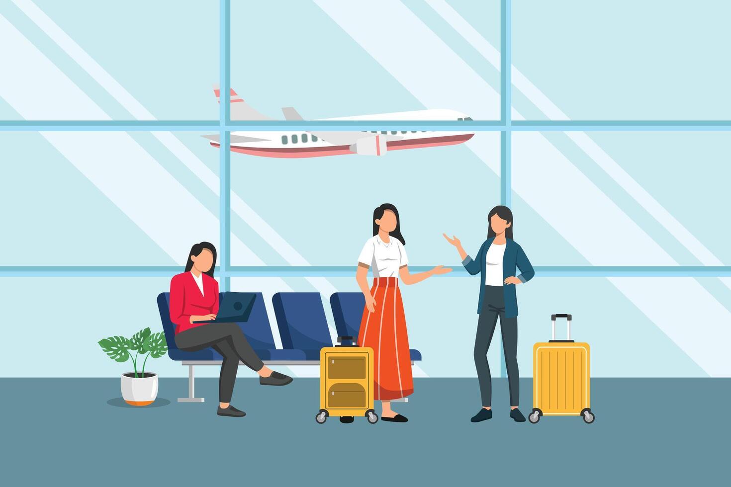 Activities at the airport. Airport activity Concept. Colored flat illustration isolated vector