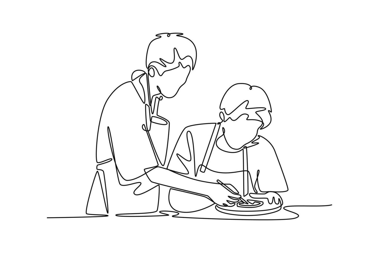 Neighbor sharing concept. Single line draw design. graphic illustration vector