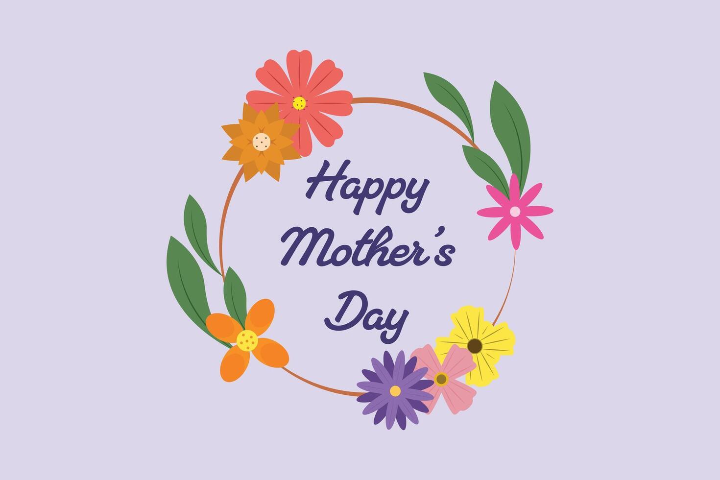 Happy mother's day with flower frame. Happy mother day Concept. Colored flat illustration isolated vector