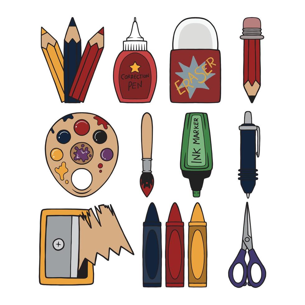 cute cartoon stationery design elements vector