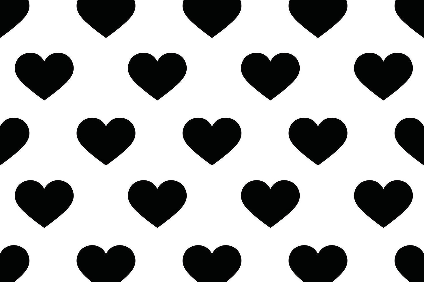 Seamless black heart pattern on white background. Wedding Decor. vector