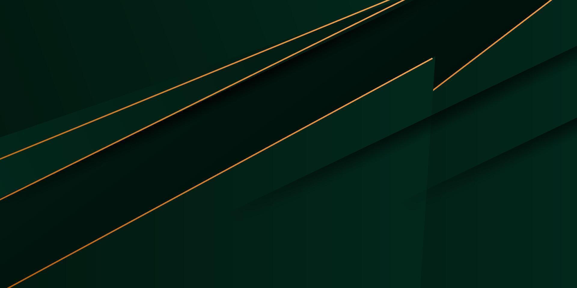 Abstract dark green overlapping background. Trendy overlapping square shape triangle pattern and gold lines. Eps10 vector