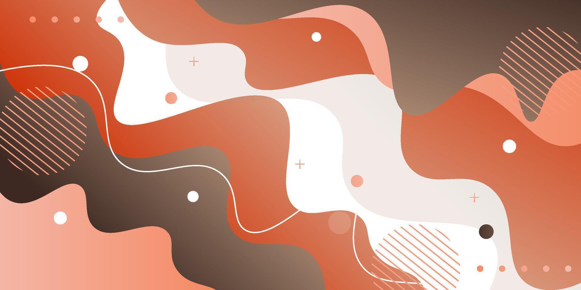 Abstract orange and brown wave fluid 3D background. Trendy shape pattern design. Modern banner background. Eps10 vector