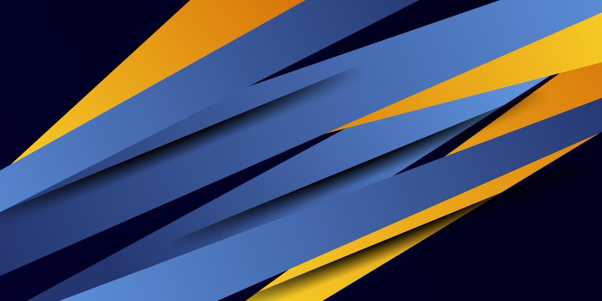 Abstract futuristic dark blue background. Simple overlapping square pattern in blue and orange colors with shadow. Eps10 vector