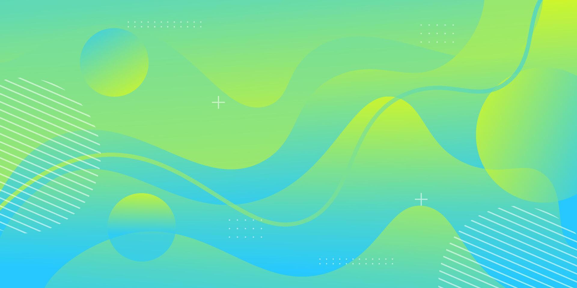 Minimal dynamic blue and green gradient fluid textured background with 3D style wavy liquid color pattern. Eps10 vector